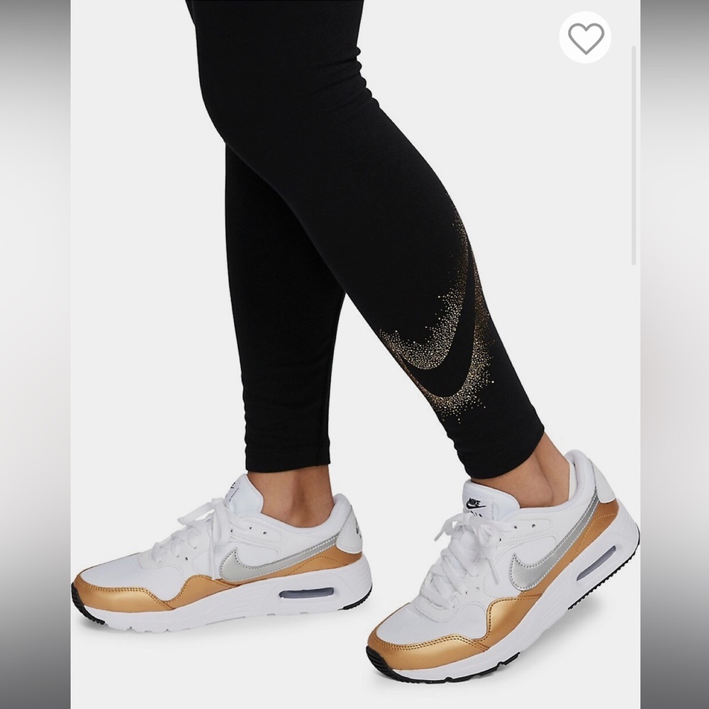 NIKE Sportswear Womens Stardust High-Rise Graphic Logo Legging Tights Black/Gold